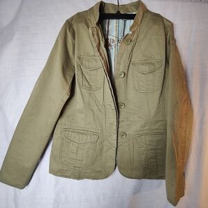 Vintage Old Navy Utility Jacket Womens Khaki Military Style Tailored Button L